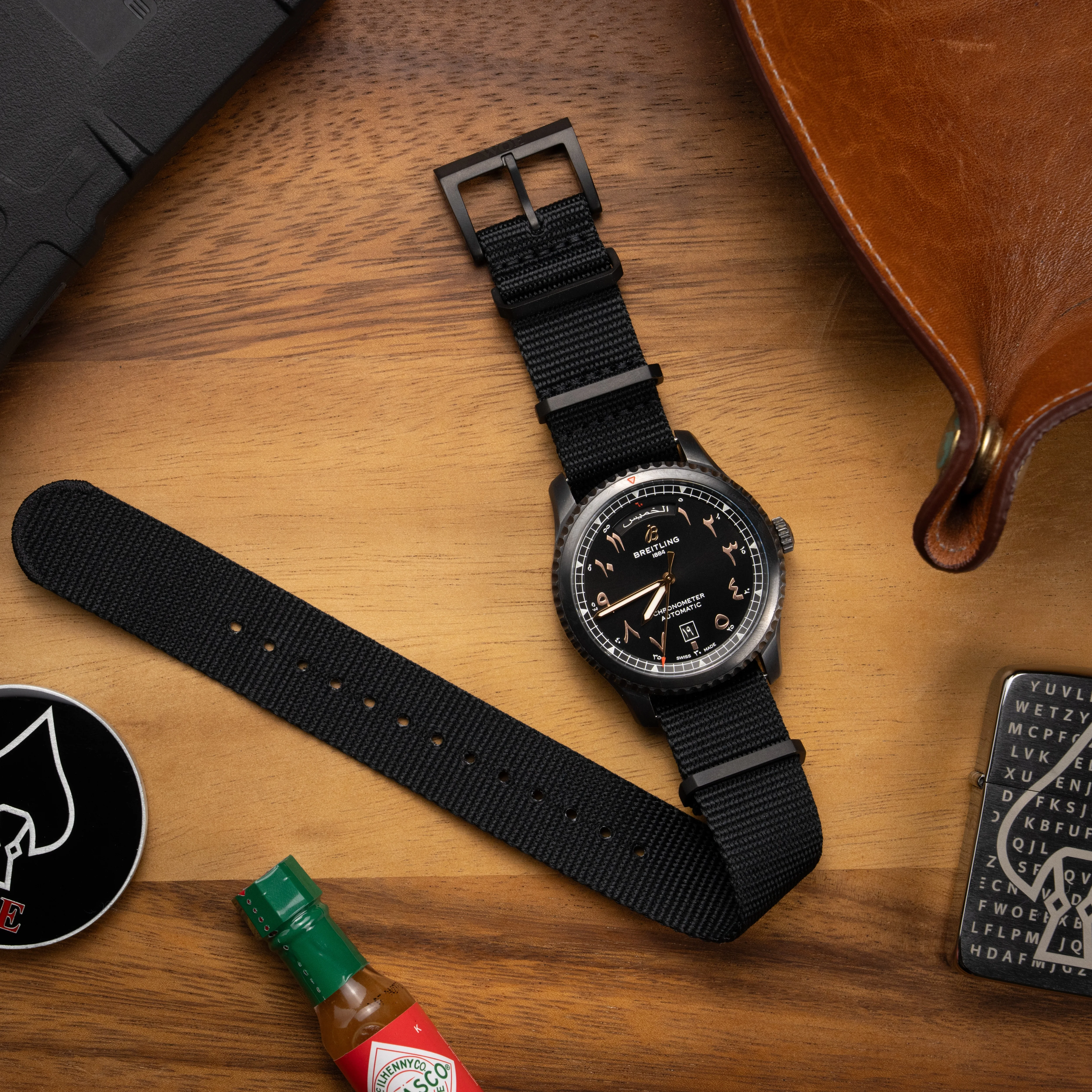 Five Eye Nylon Watch Strap - PVD/Black - Image 3