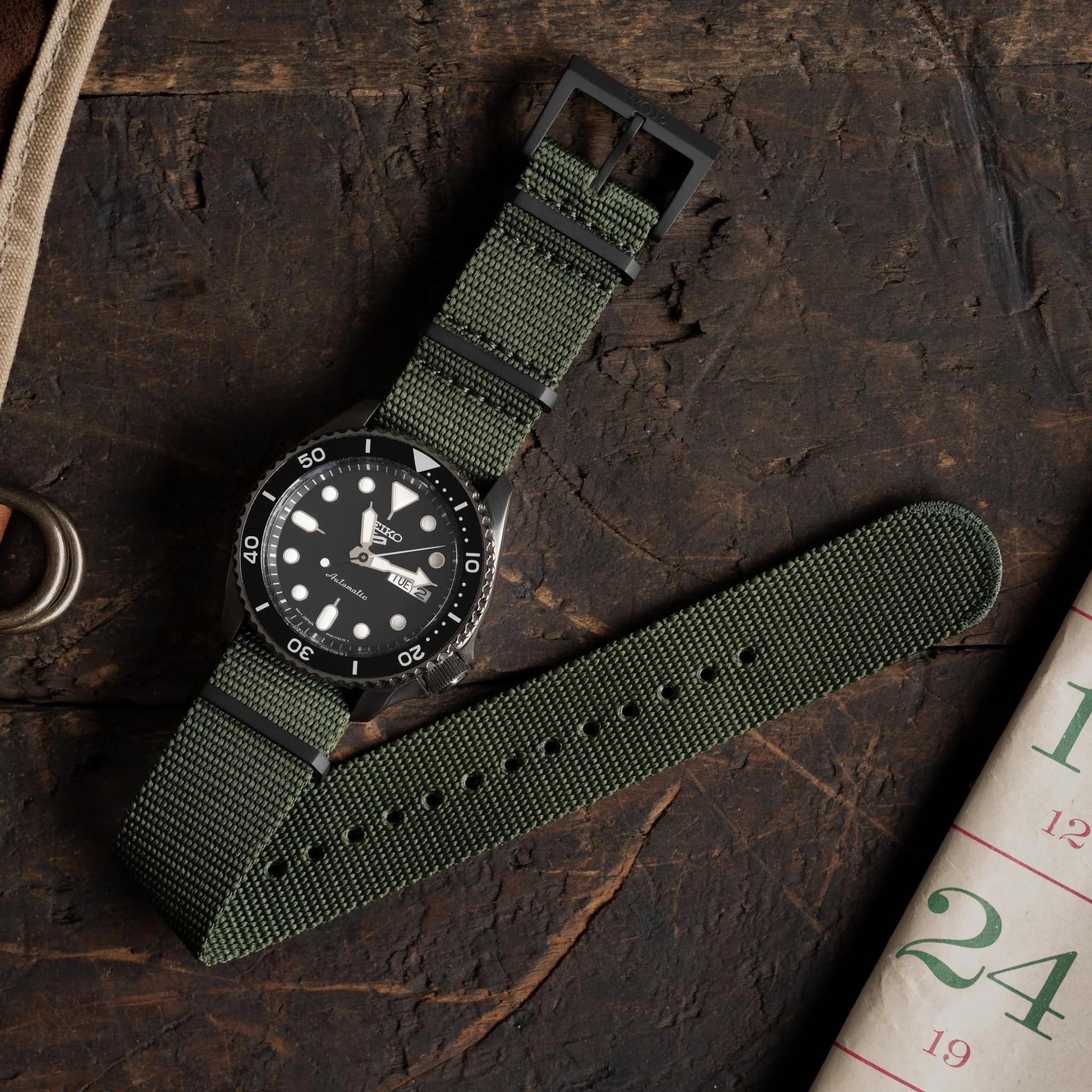 Five Eye Nylon Watch Strap - PVD/Black - Image 4