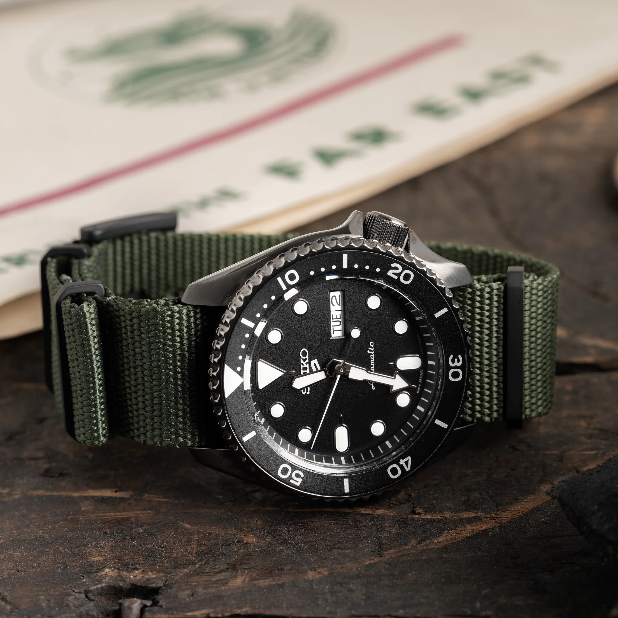 Five Eye Nylon Watch Strap - PVD/Black - Image 5